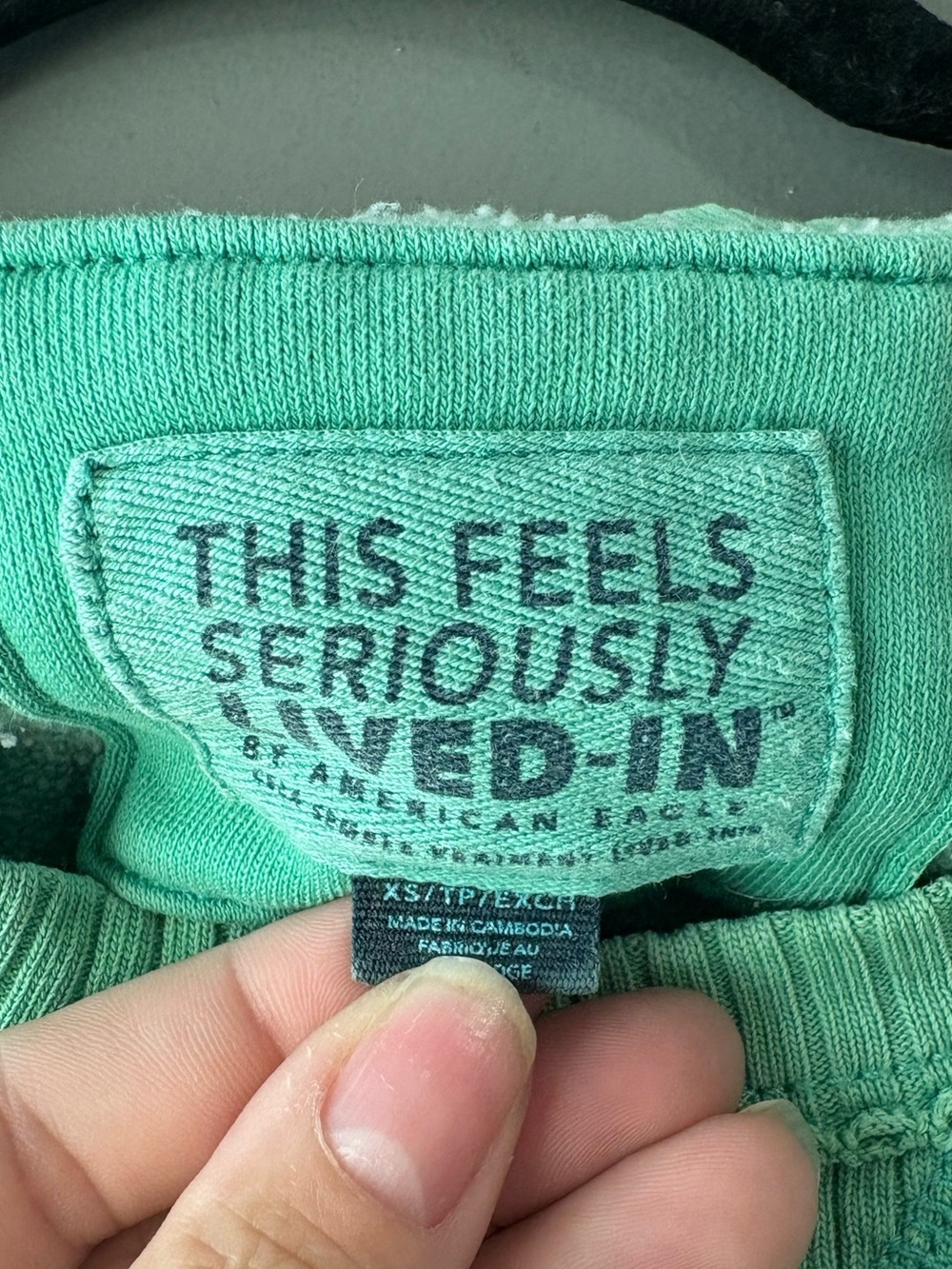 American Eagle Mint Green “Live-In” Graphic Crewneck Sweatshirt XS - Picture 5 of 7